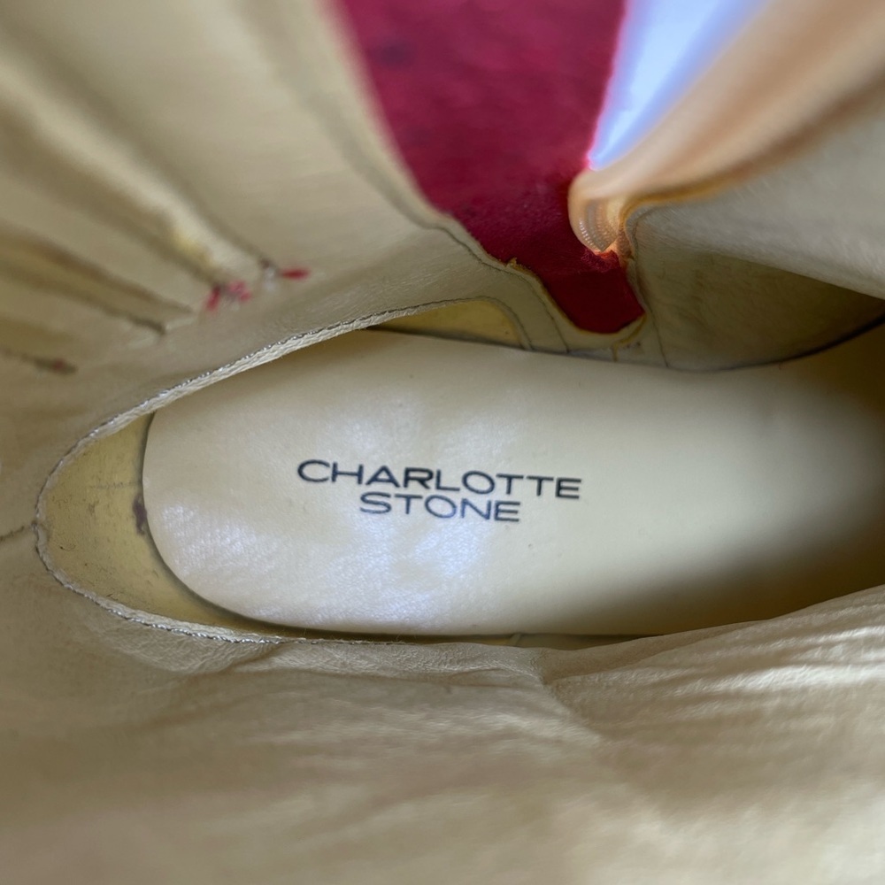 Charlotte Stone Stylish Raspberry Yellow Ankle Boots Textured Size 9 - Picture 10 of 10